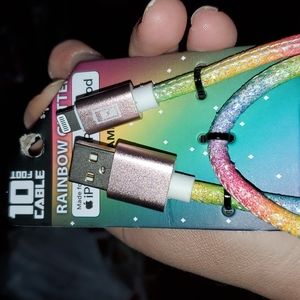 IPhone iPad Ipod 10 foot cable brand new rainbow glitter